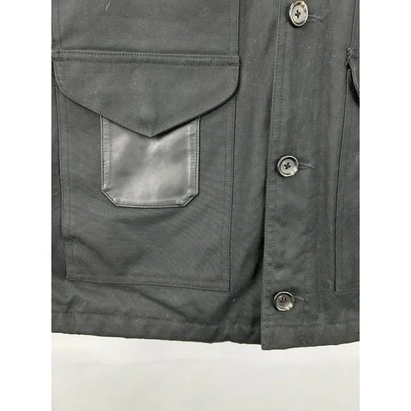 Vintage Polo Ralph Lauren Mens XL Waxed Oilcloth Leather Field Jacket Black - Picture 14 of 15